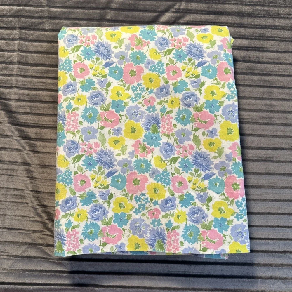 2 Dantrel Muslin By Dan River Twin Flat Sheets Shabby Granny Floral Unhemmed